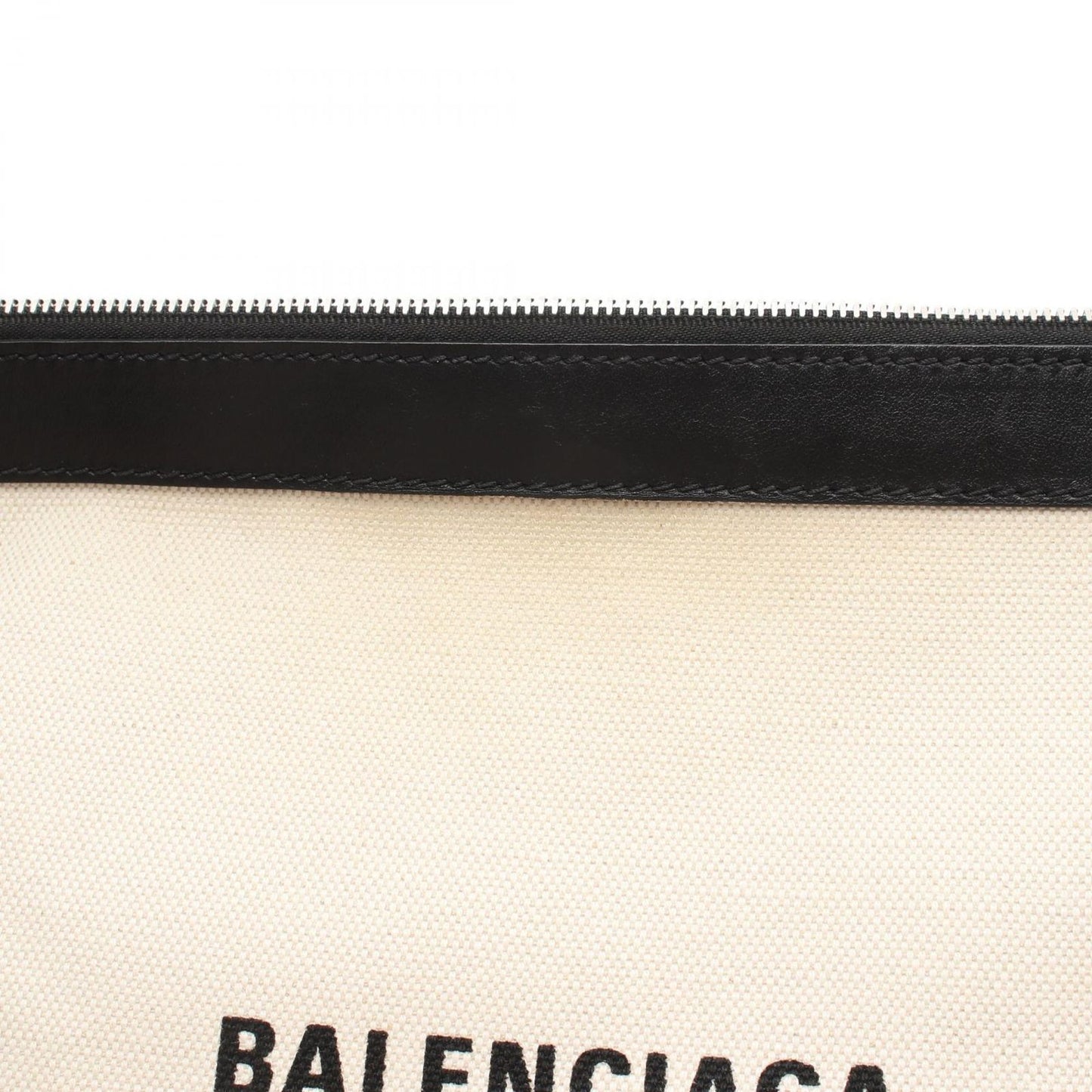 Balenciaga Clutch Navy Clip M Natural Black Canvas Leather — view 6