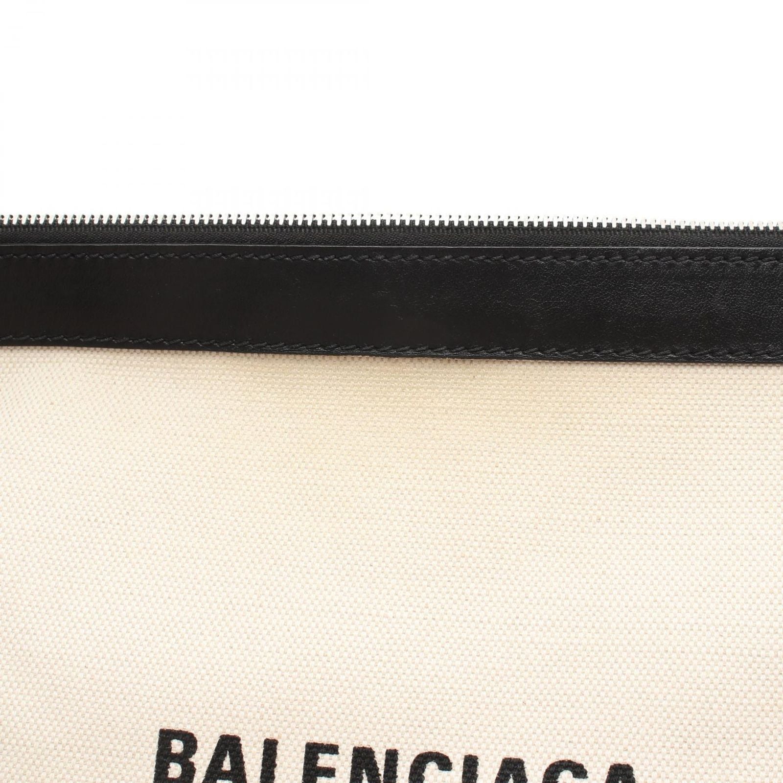 Balenciaga Clutch Navy Clip M Natural Black Canvas Leather — view 6