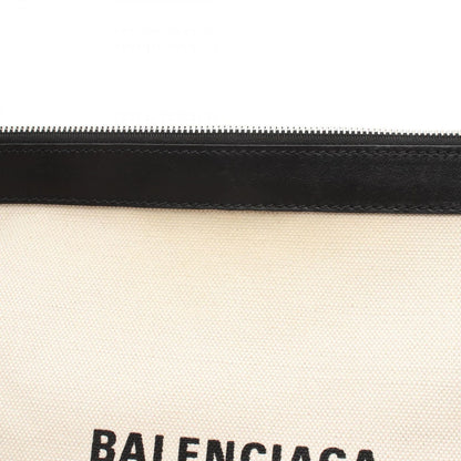 Balenciaga Clutch Navy Clip M Natural Black Canvas Leather — view 6