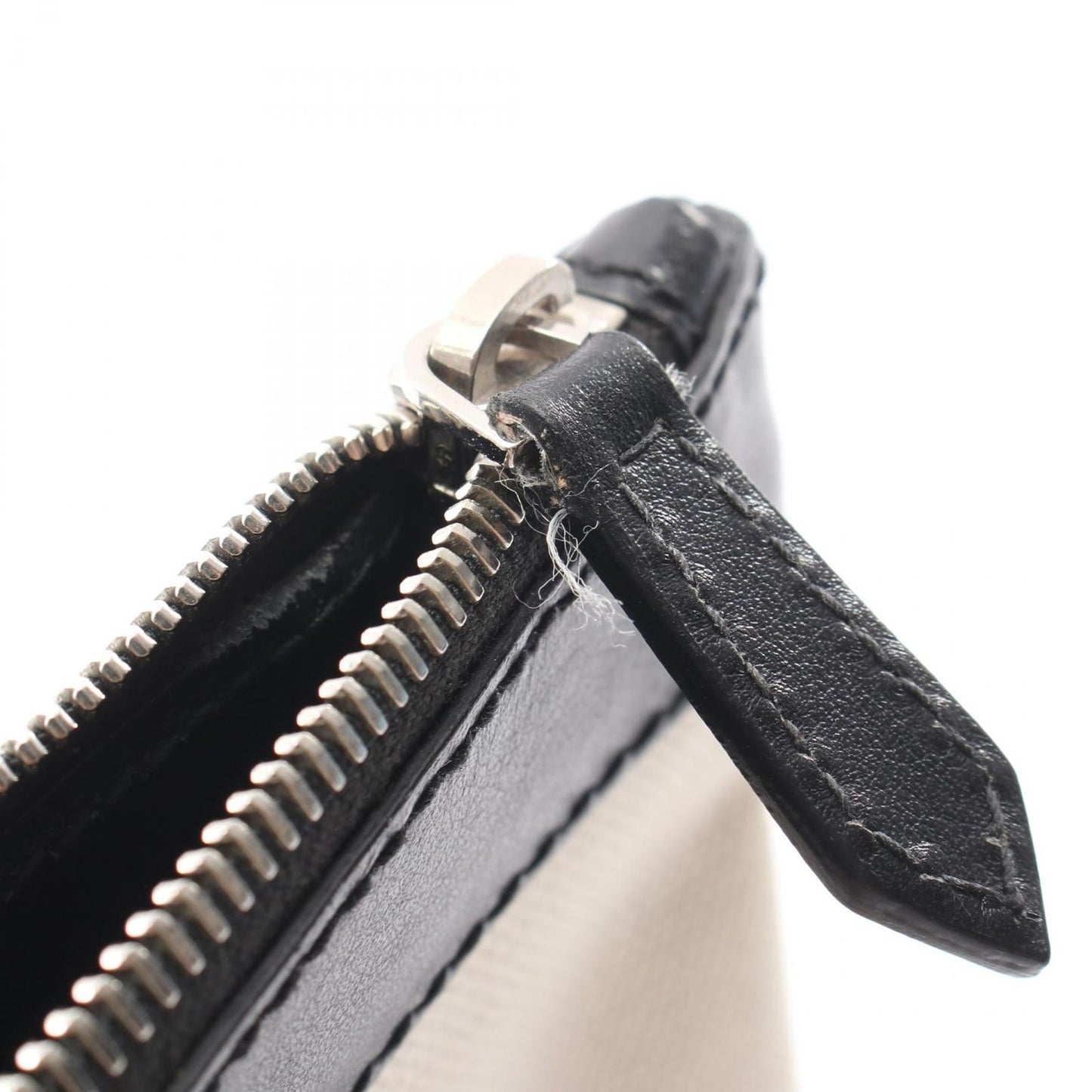 Balenciaga Clutch Navy Clip M Natural Black Canvas Leather — view 8
