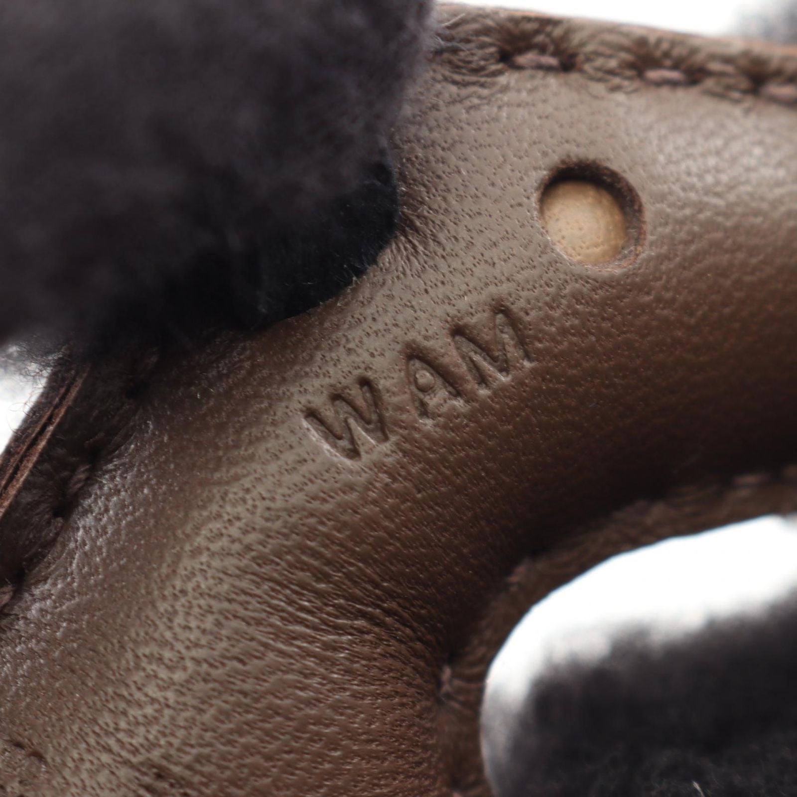 Hermes Charm Buddy Chocolat Etoupe Black Shearling Keychain — view 4