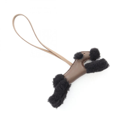 Hermes Charm Buddy Chocolat Etoupe Black Shearling Keychain — view 2