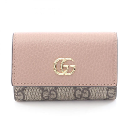 Gucci Key Case GG Marmont Petit 6 Rows Beige Pink Leather Key Holder