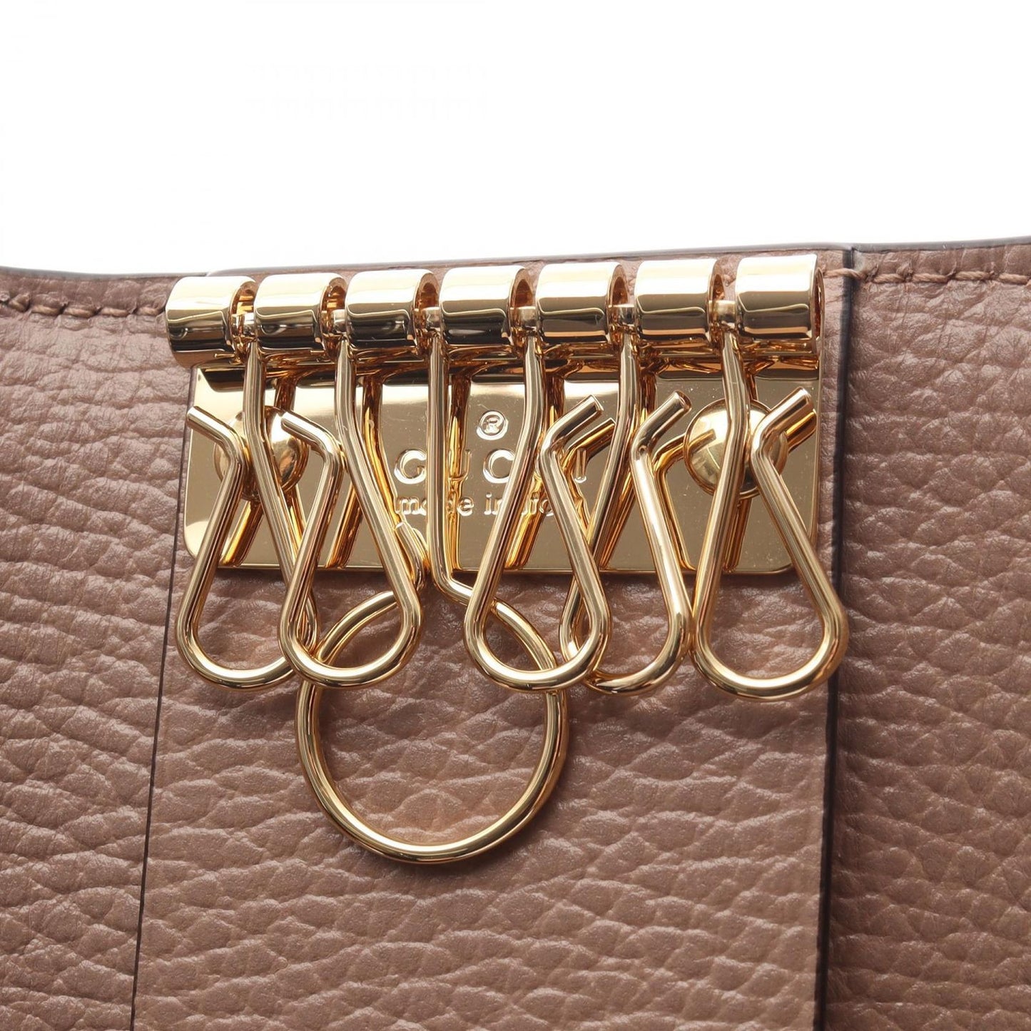 Gucci Key Case GG Marmont Petit 6 Rows Beige Pink Leather Key Holder — view 5