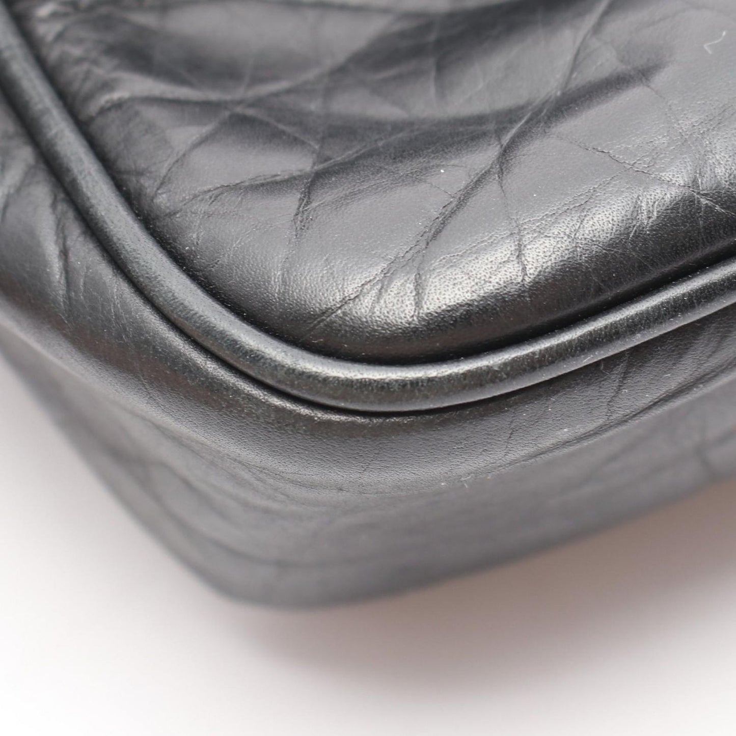 Chanel Shoulder Bag Quilted CC Logo Embossed Black Calf — view 7