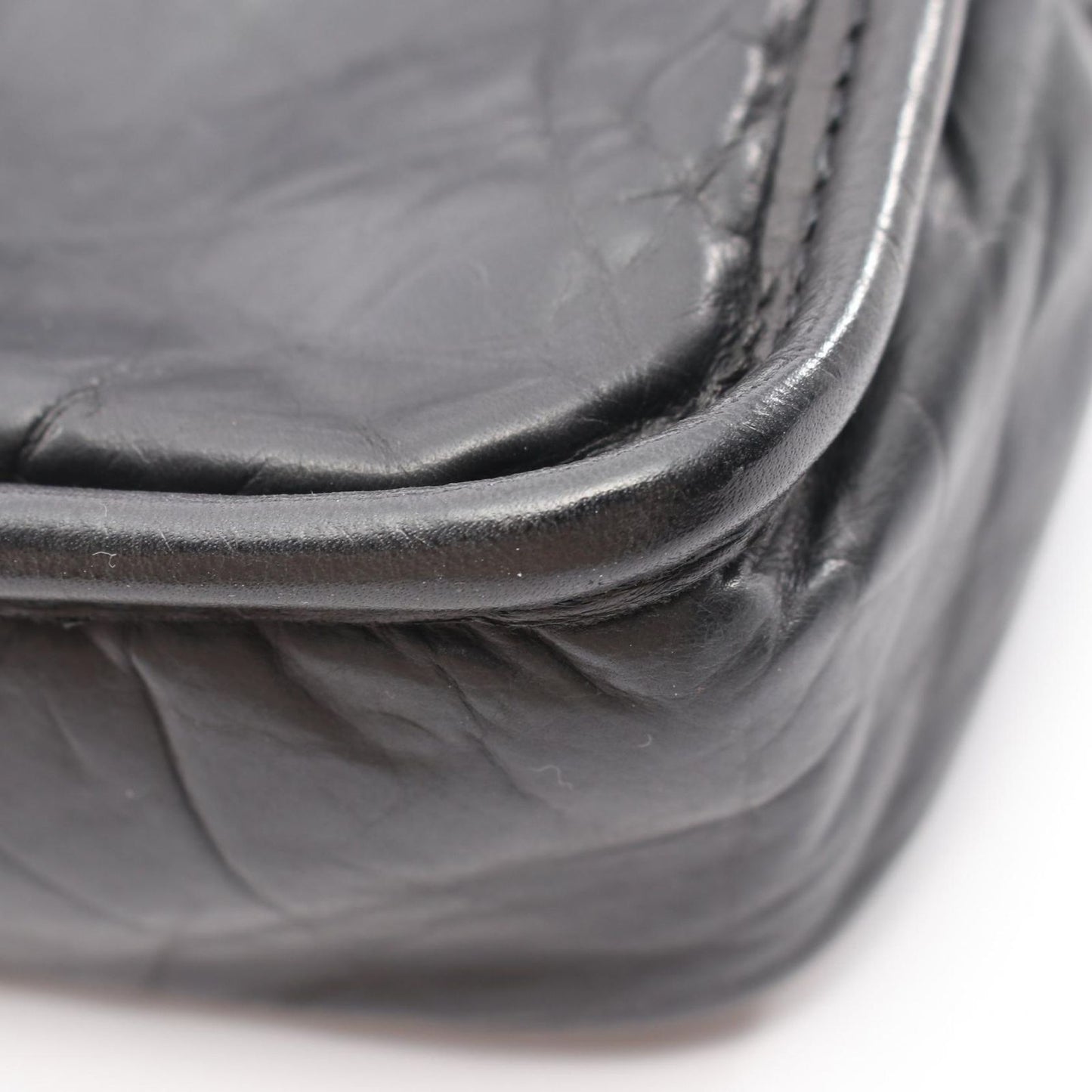 Chanel Shoulder Bag Quilted CC Logo Embossed Black Calf — view 8
