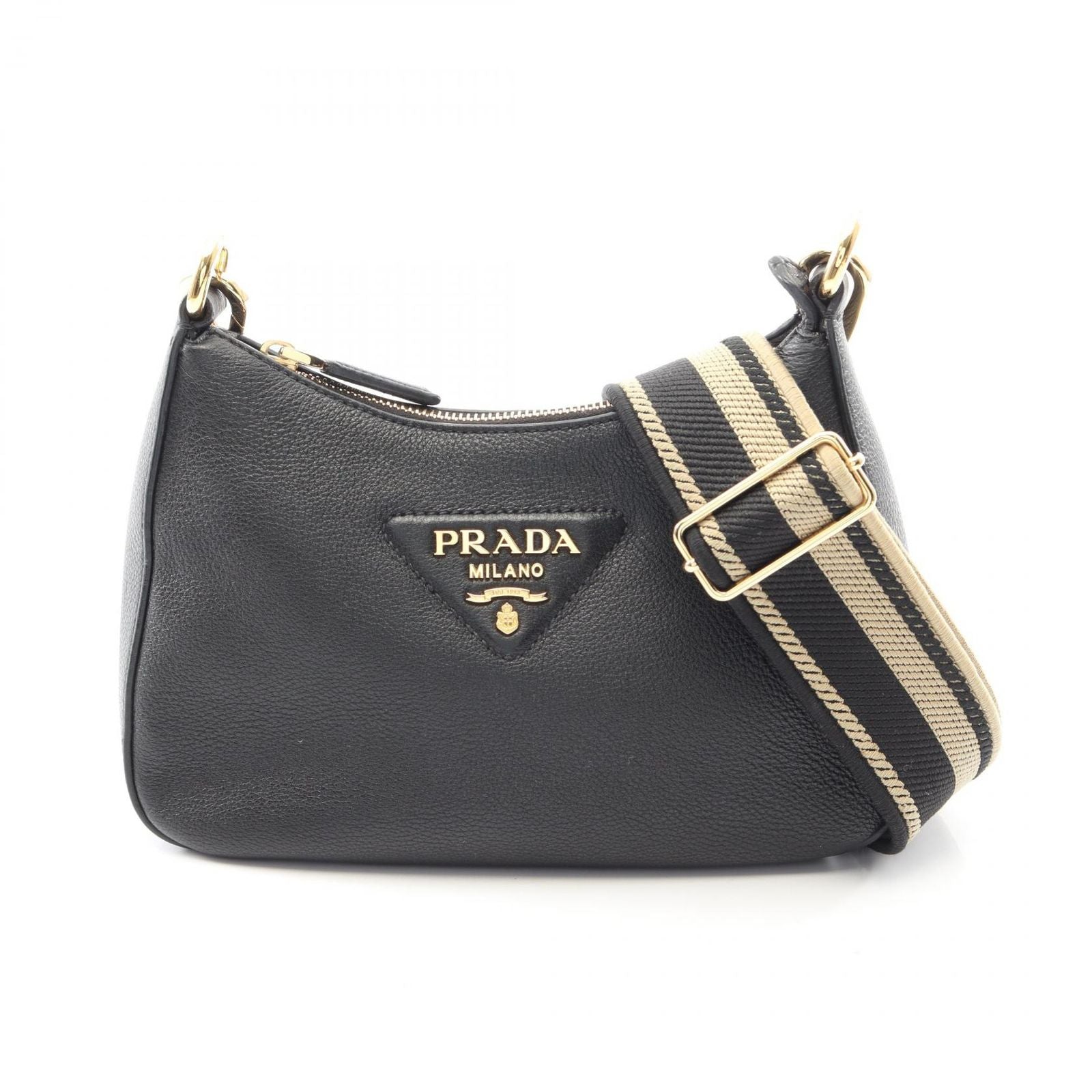 Prada Shoulder Bag Vitello Daino Soft Black Leather