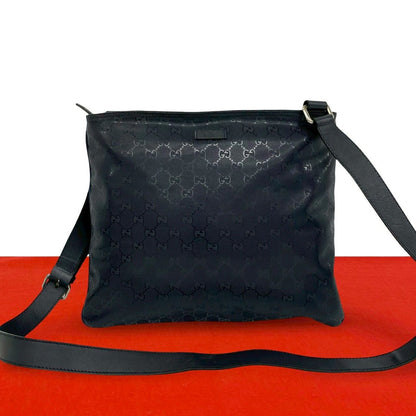 Gucci GG Supreme Logo Pattern Leather Shoulder Bag Cross Navy