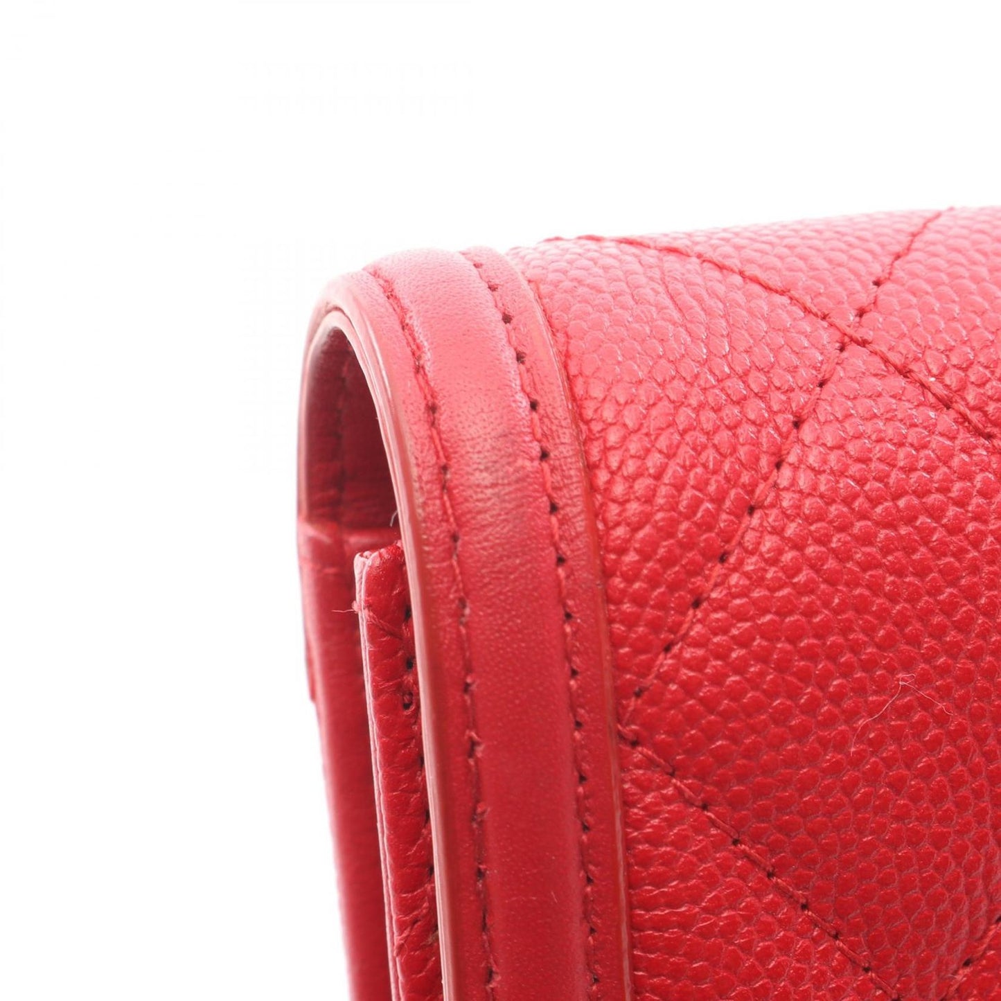 Chanel Bifold Wallet CC Filigree Quilted Red Caviar Leather — view 7
