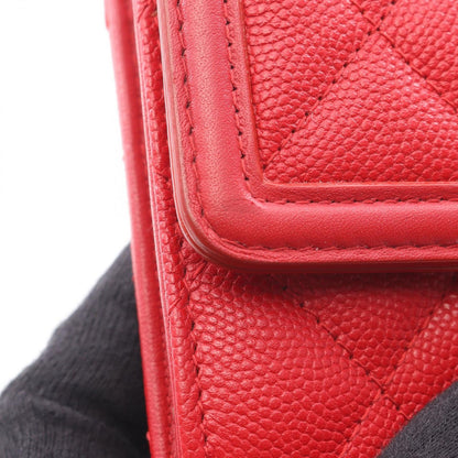 Chanel Bifold Wallet CC Filigree Quilted Red Caviar Leather — view 8