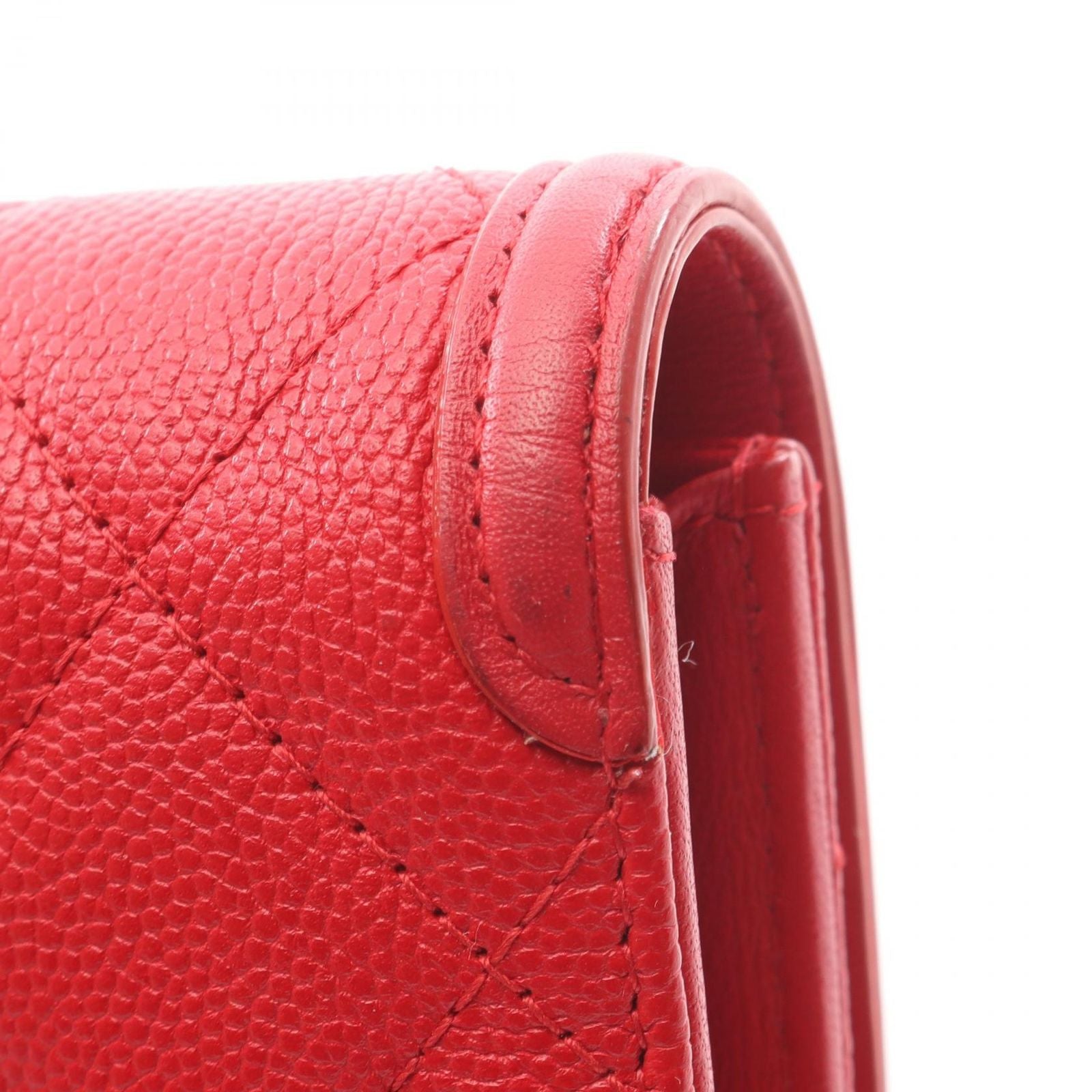 Chanel Bifold Wallet CC Filigree Quilted Red Caviar Leather — view 6