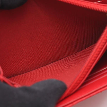 Chanel Bifold Wallet CC Filigree Quilted Red Caviar Leather — view 9