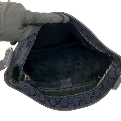 Gucci GG Supreme Logo Pattern Leather Shoulder Bag Cross Navy — view 9