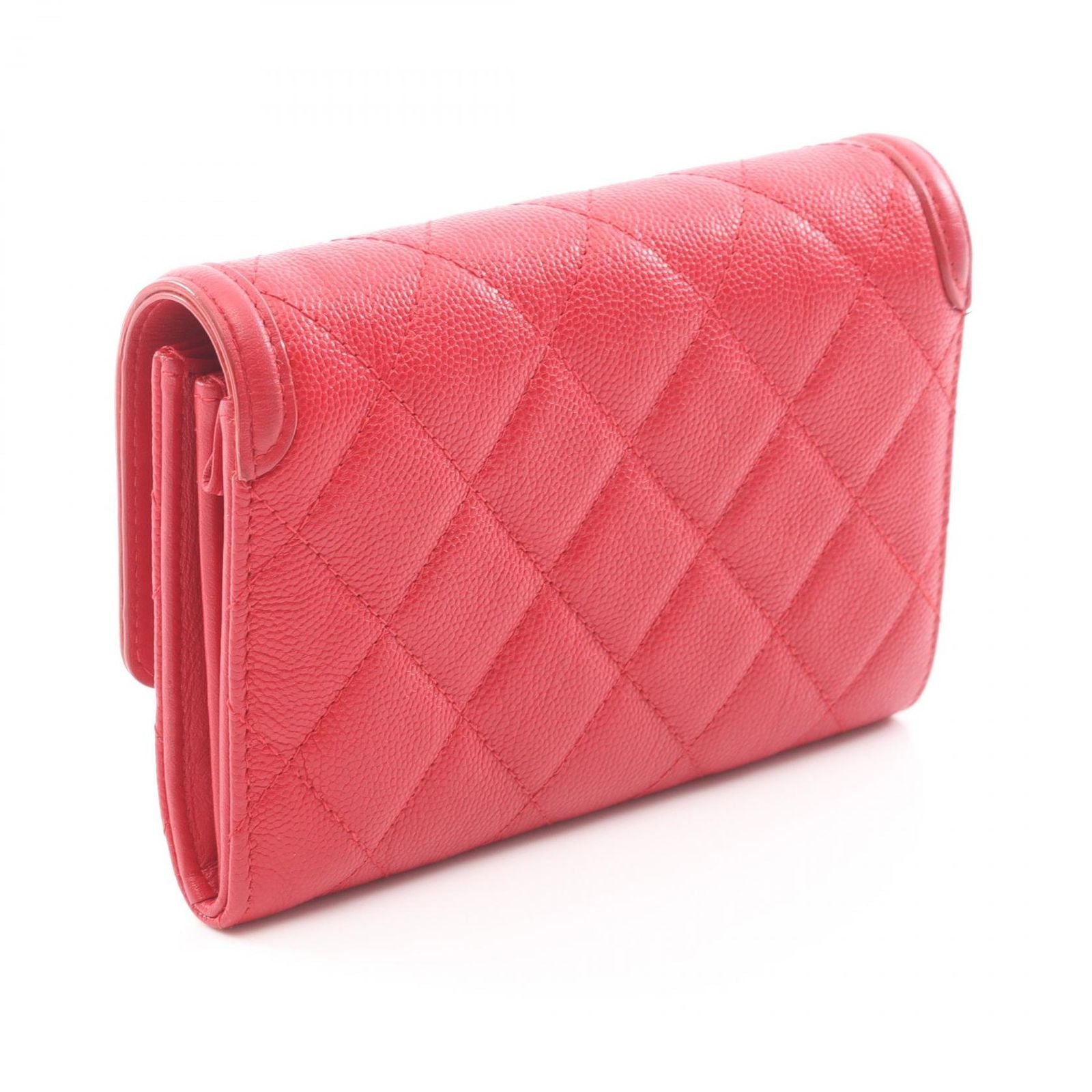 Chanel Bifold Wallet CC Filigree Quilted Red Caviar Leather — view 2