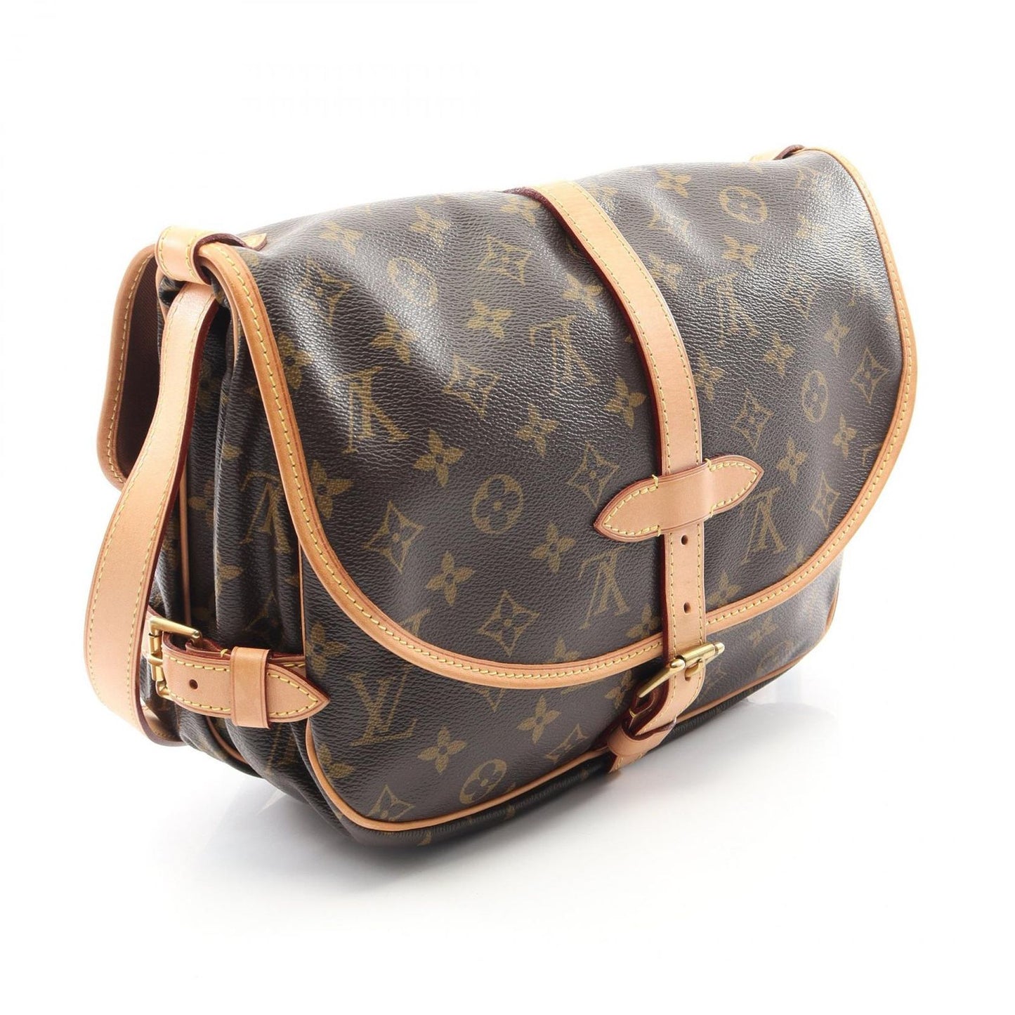 Louis Vuitton Shoulder Bag Saumur Canvas Leather — view 2