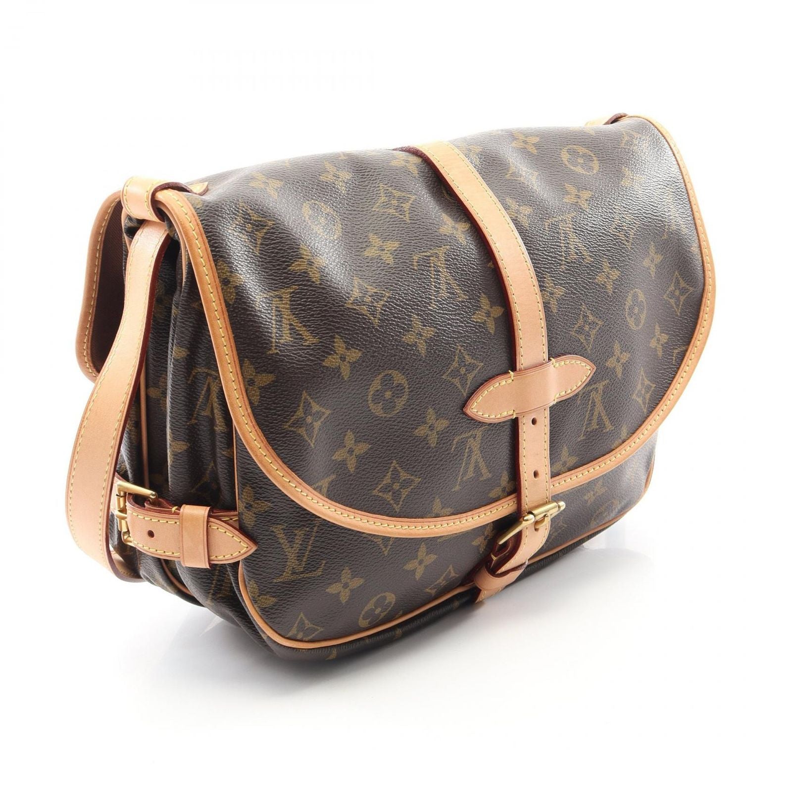 Louis Vuitton Shoulder Bag Saumur Canvas Leather — view 2