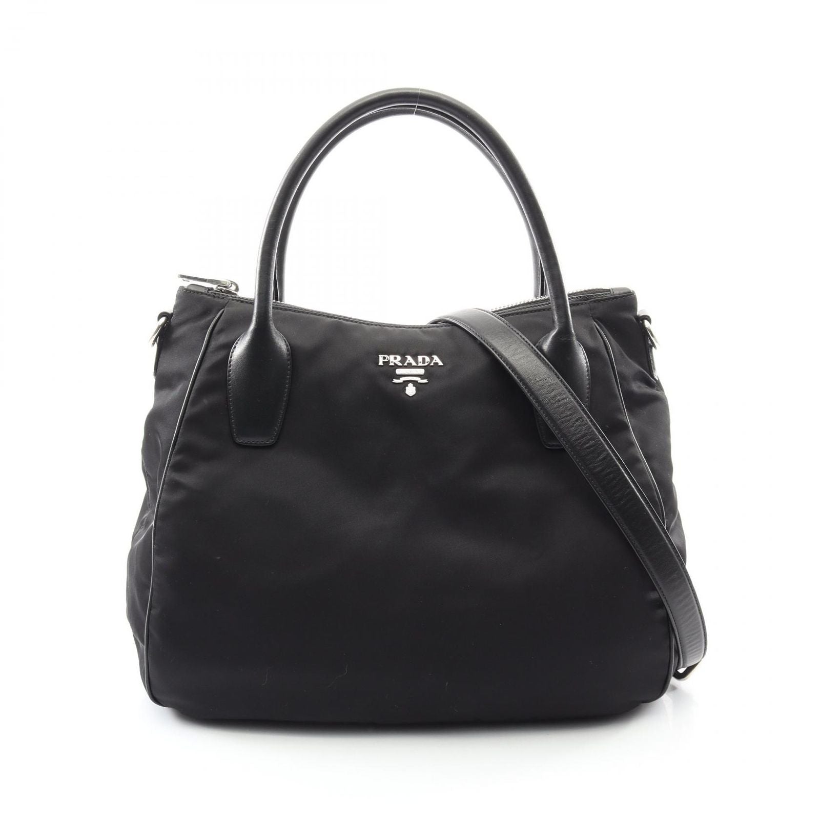 Prada Tote 2-Way Black Nylon Leather