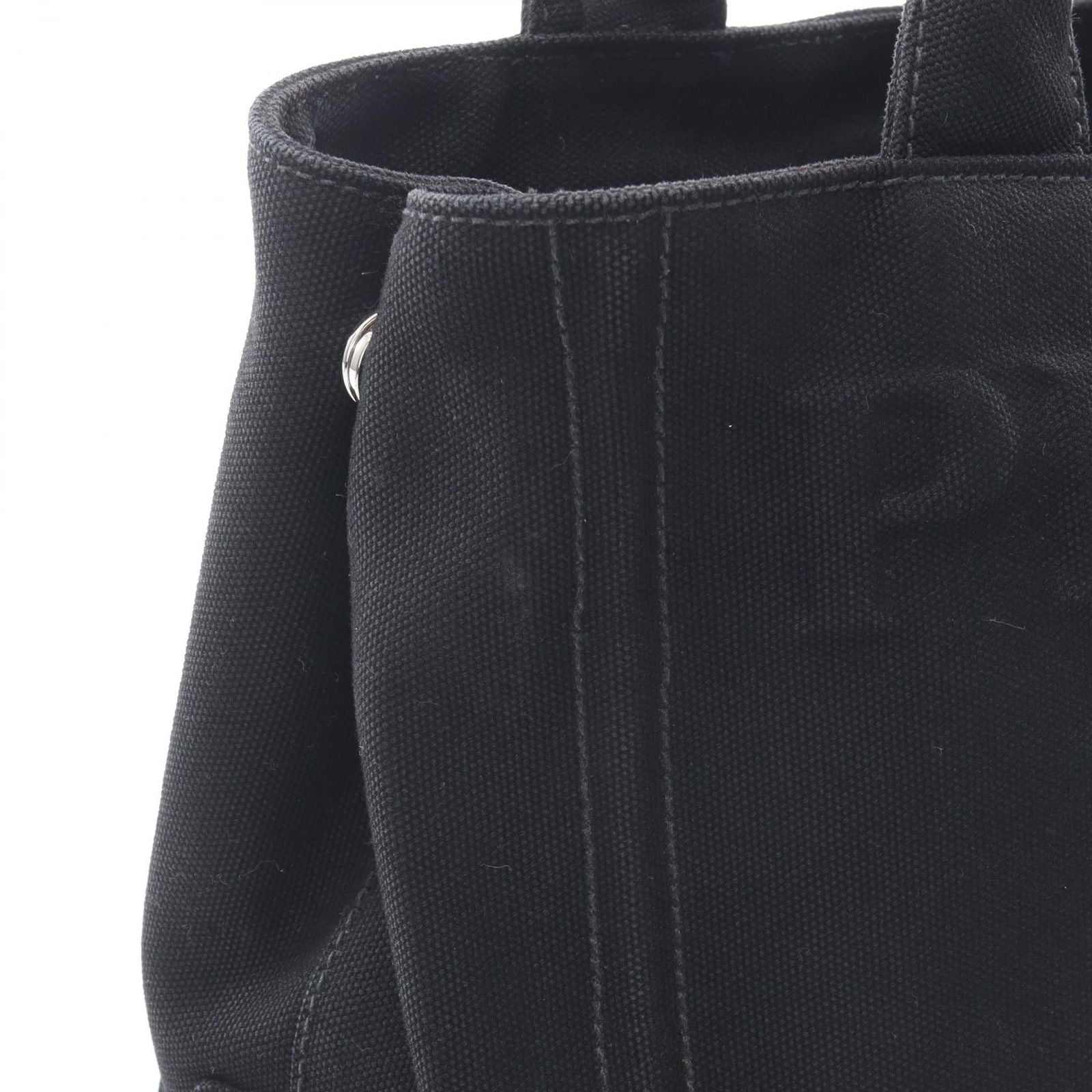 Prada Tote Canapa Embossed Logo 2-Way Black Canvas — view 7
