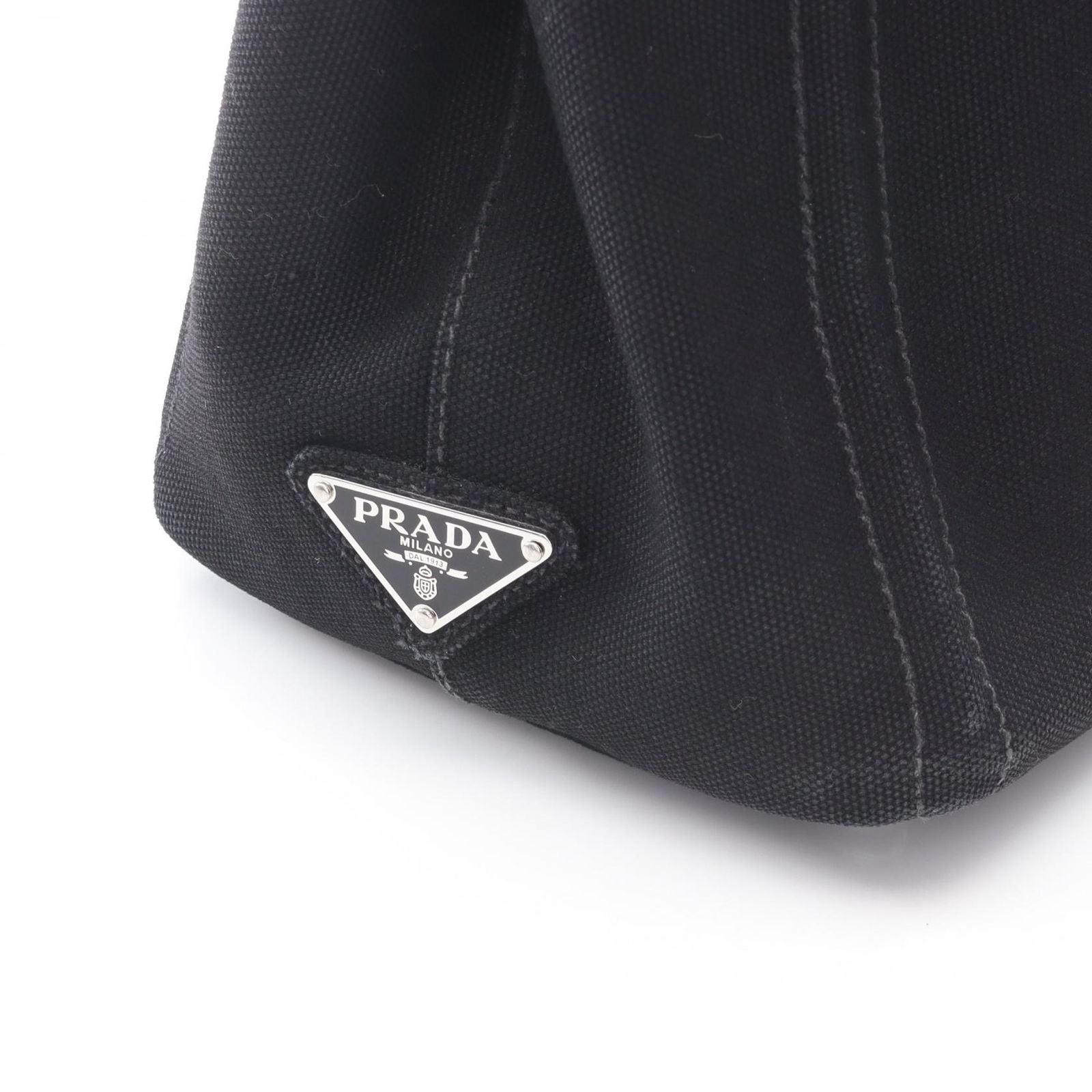 Prada Tote Canapa Embossed Logo 2-Way Black Canvas — view 8