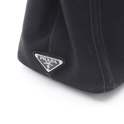 Prada Tote Canapa Embossed Logo 2-Way Black Canvas — view 8
