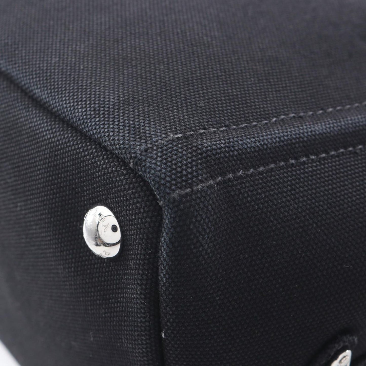 Prada Tote Canapa Embossed Logo 2-Way Black Canvas — view 5