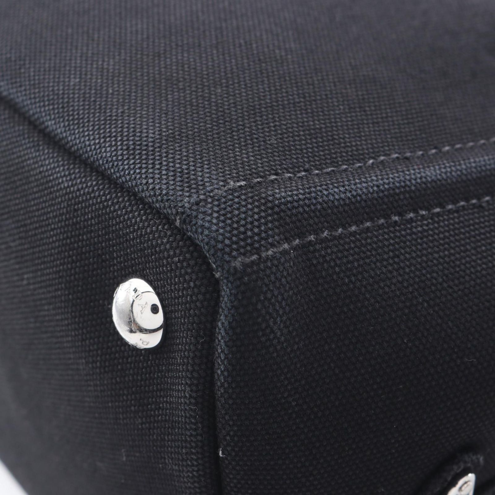 Prada Tote Canapa Embossed Logo 2-Way Black Canvas — view 5