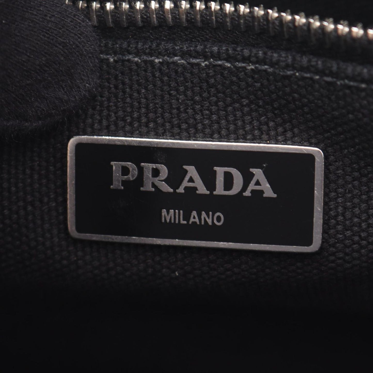 Prada Tote Canapa Embossed Logo 2-Way Black Canvas — view 4