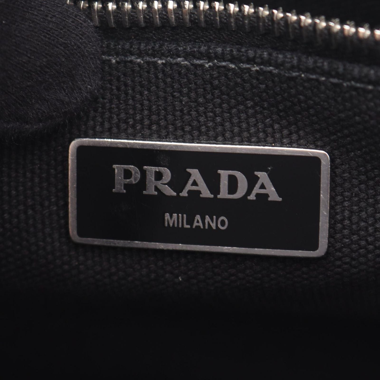 Prada Tote Canapa Embossed Logo 2-Way Black Canvas — view 4