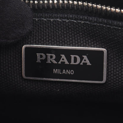 Prada Tote Canapa Embossed Logo 2-Way Black Canvas — view 4