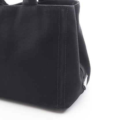 Prada Tote Canapa Embossed Logo 2-Way Black Canvas — view 9