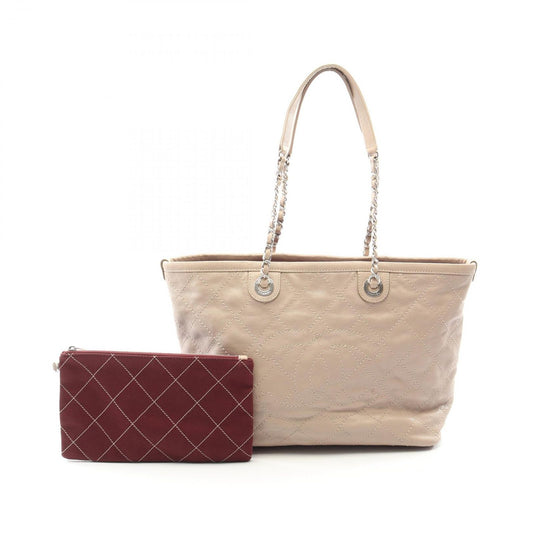 Chanel Tote Wild Stitch Gray Caviar Leather