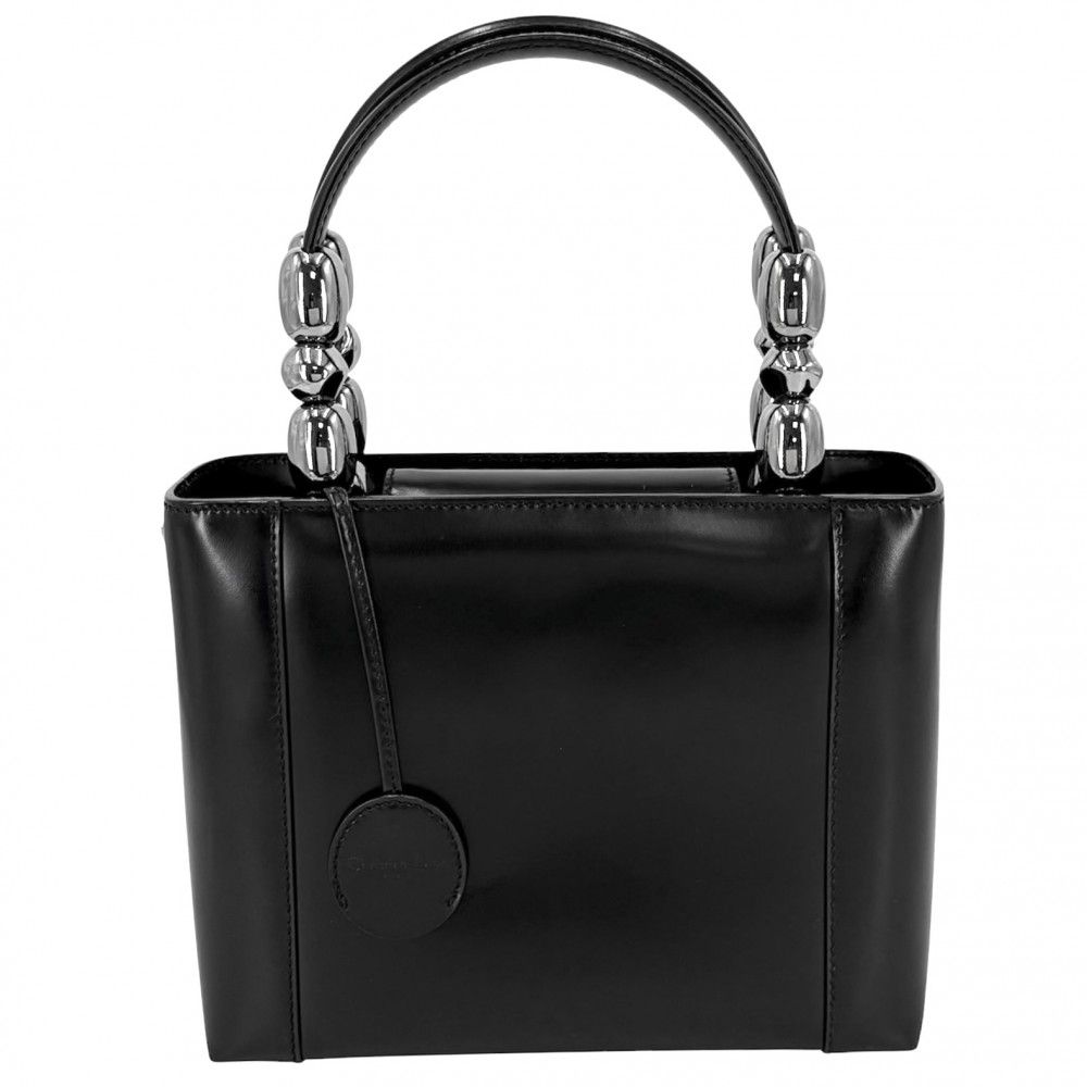 Dior Handbag Maris Pearl Matte Small Bag Leather Black Gunmetal