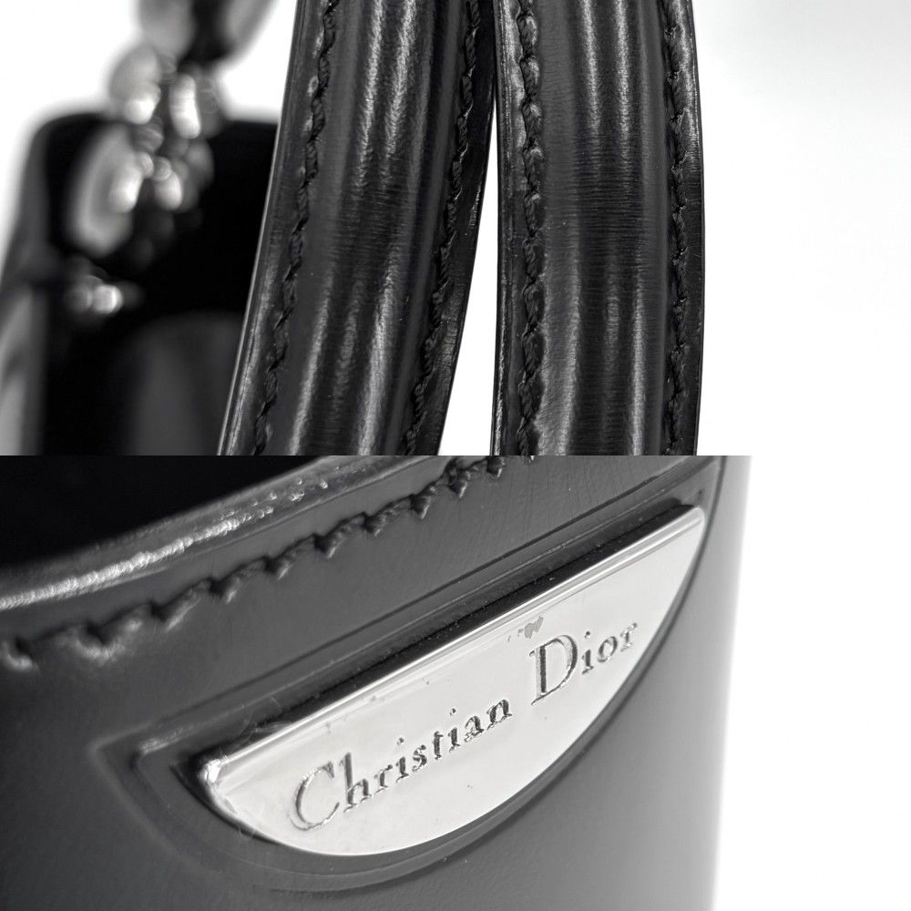 Dior Handbag Maris Pearl Matte Small Bag Leather Black Gunmetal — view 8