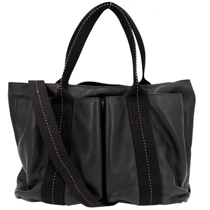 Hermes 2-Way Shoulder Caravan Horizontal Bag Voderma Black Silver