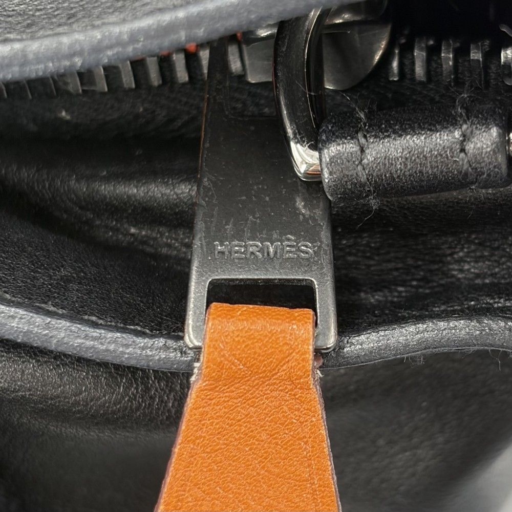 Hermes 2-Way Shoulder Caravan Horizontal Bag Voderma Black Silver — view 5