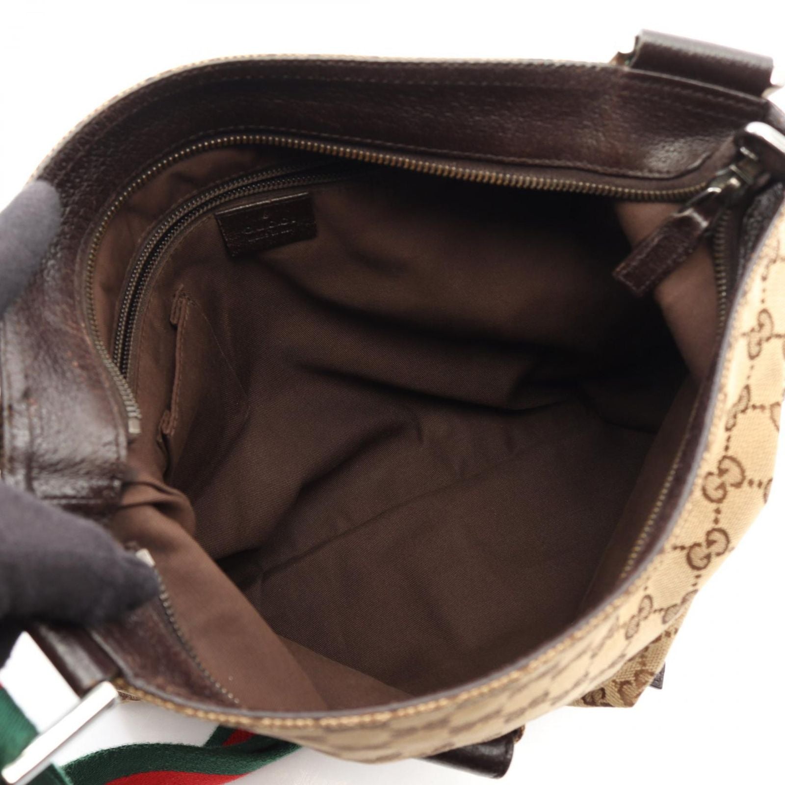 Gucci Shoulder Bag GG Canvas Sherry Line Beige Dark Brown — view 3