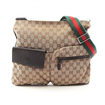 Gucci Shoulder Bag GG Canvas Sherry Line Beige Dark Brown