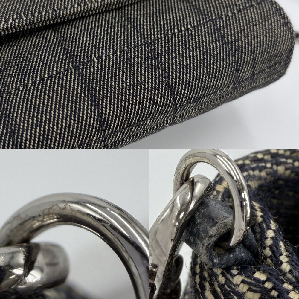 Chanel Shoulder Bag Chain Choco Bar CC Logo Coco Denim Gray Silver — view 7
