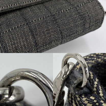 Chanel Shoulder Bag Chain Choco Bar CC Logo Coco Denim Gray Silver — view 7