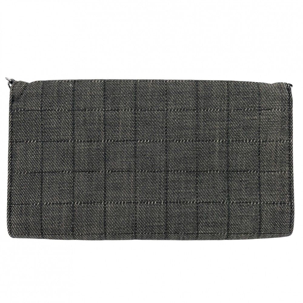 Chanel Shoulder Bag Chain Choco Bar CC Logo Coco Denim Gray Silver — view 2