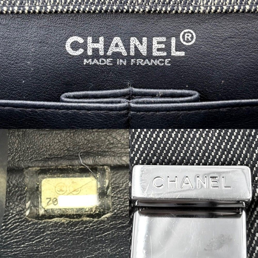 Chanel Shoulder Bag Chain Choco Bar CC Logo Coco Denim Gray Silver — view 5