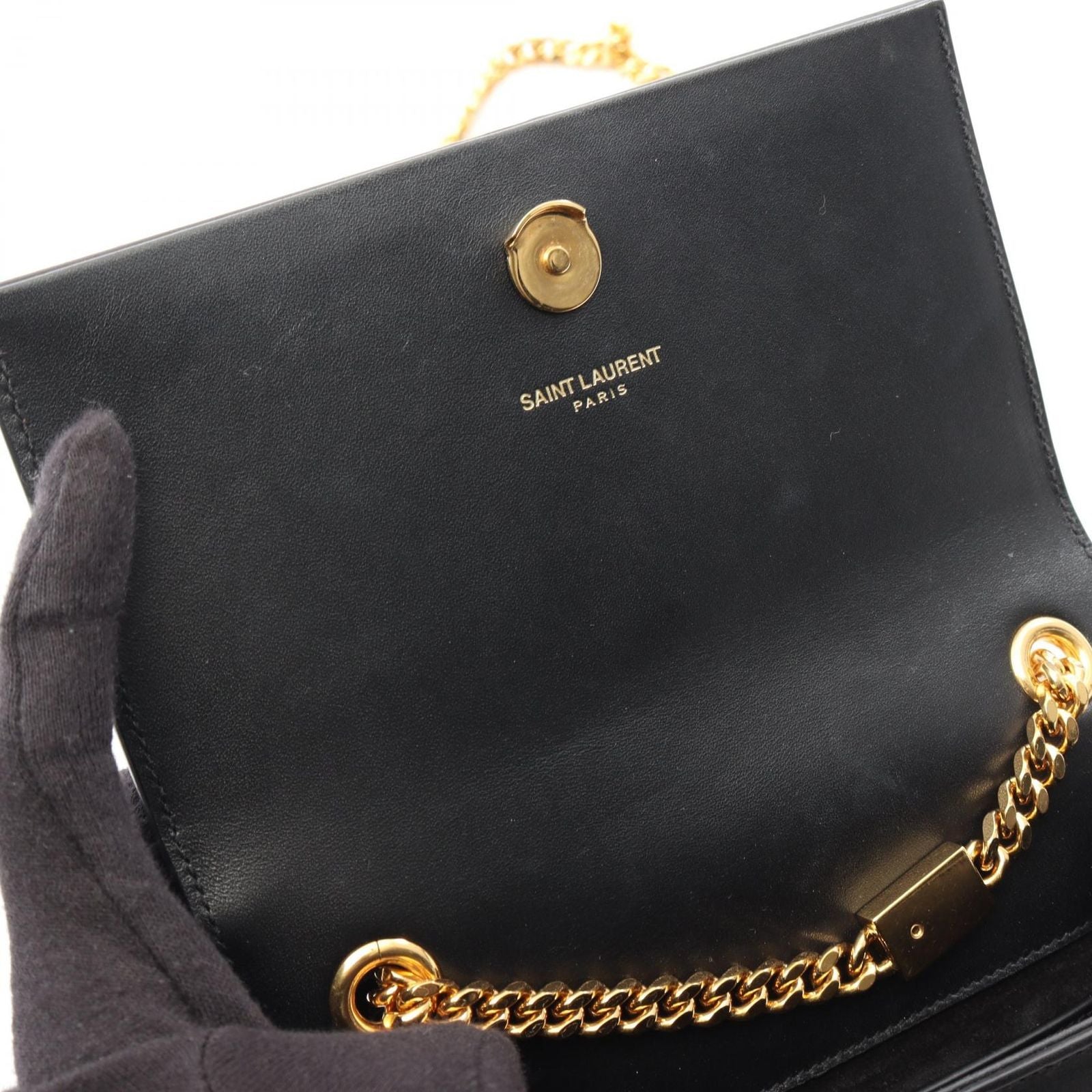 Saint Laurent Paris Shoulder Bag Kate Monogram Black Leather — view 5