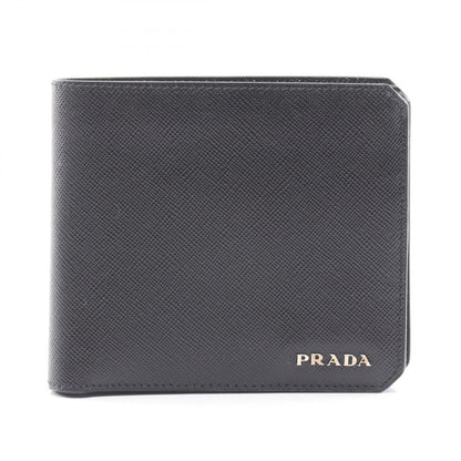 Prada Bifold Wallet Saffiano Corner Black Leather