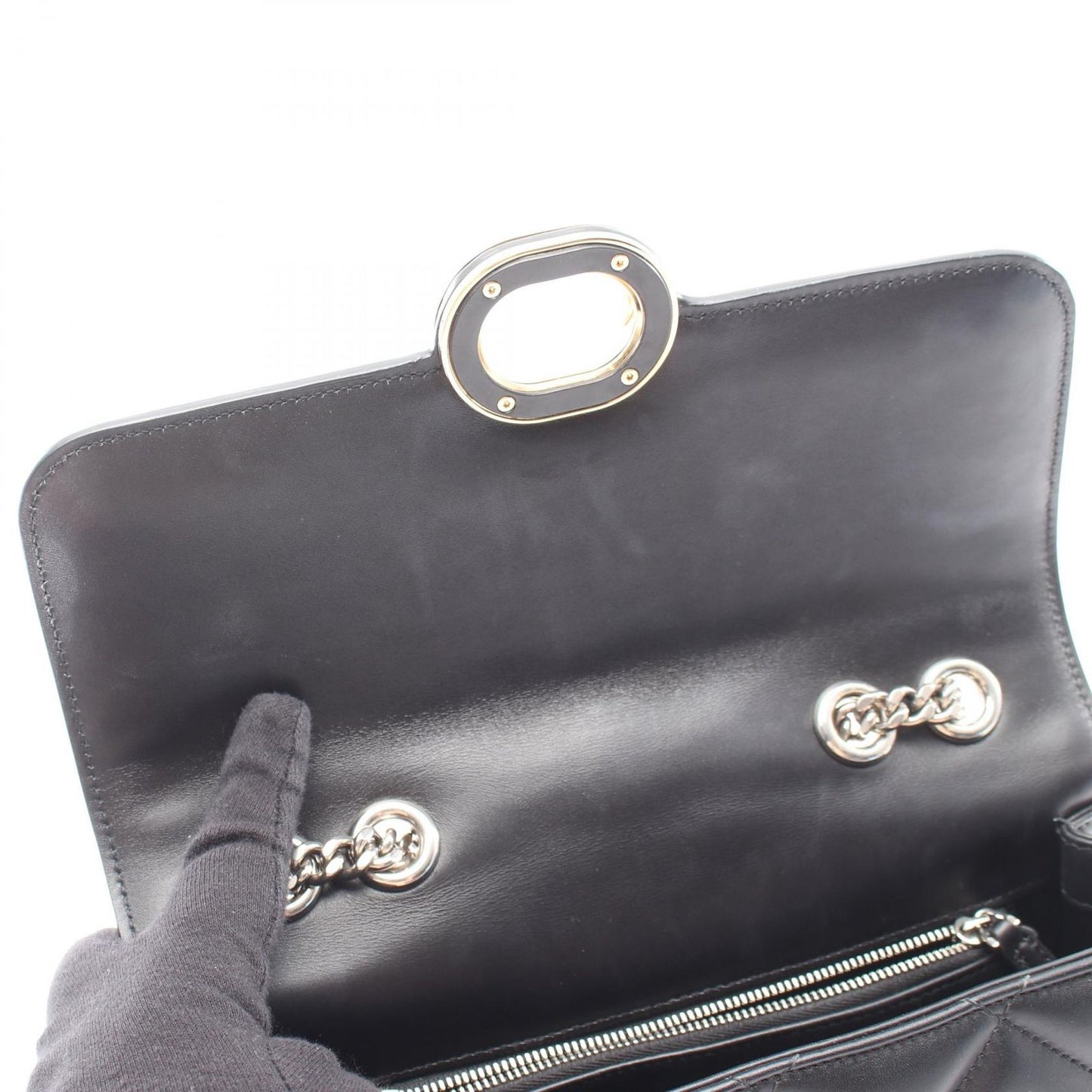 Gucci Shoulder Bag Deco Black Leather Chain — view 5