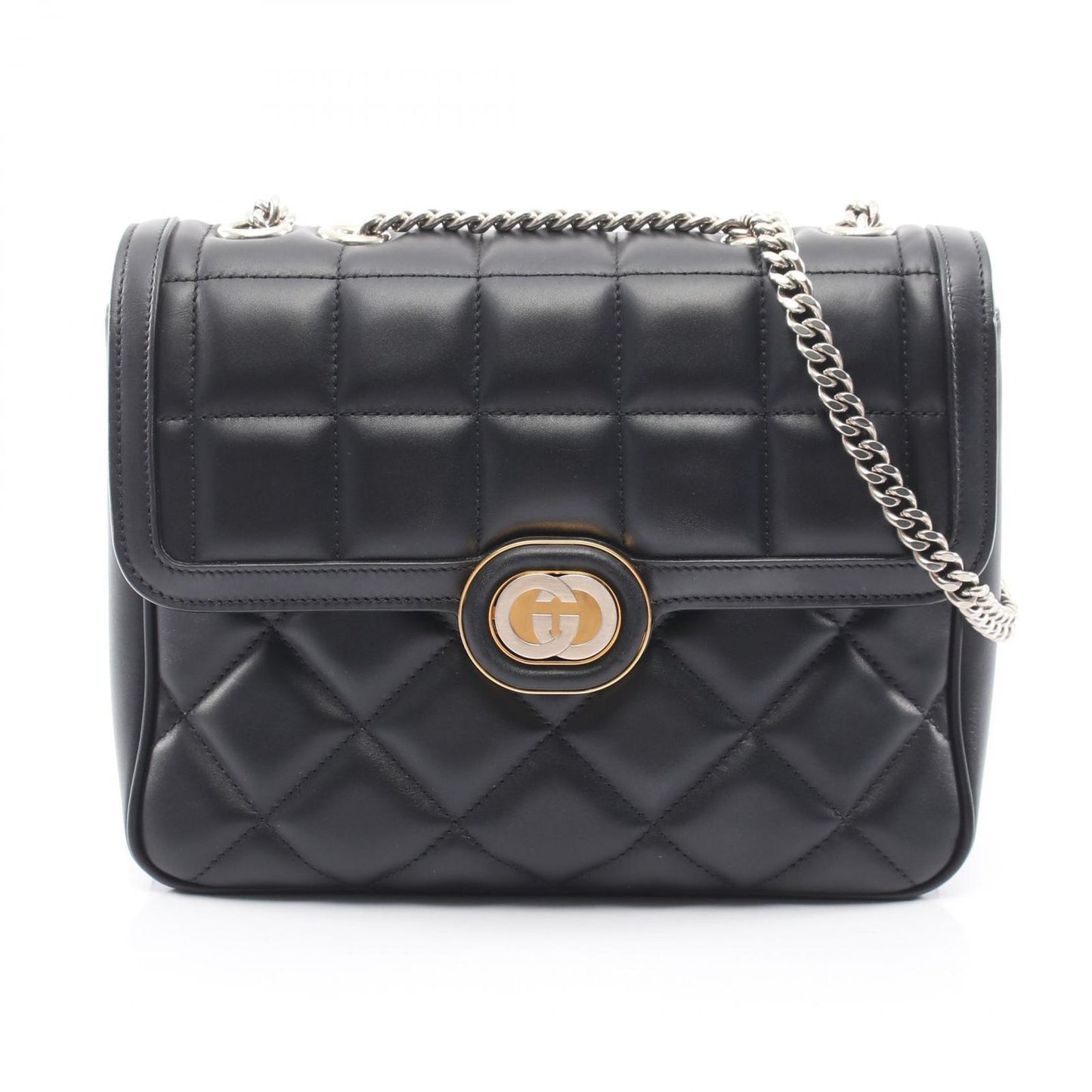 Gucci Shoulder Bag Deco Black Leather Chain
