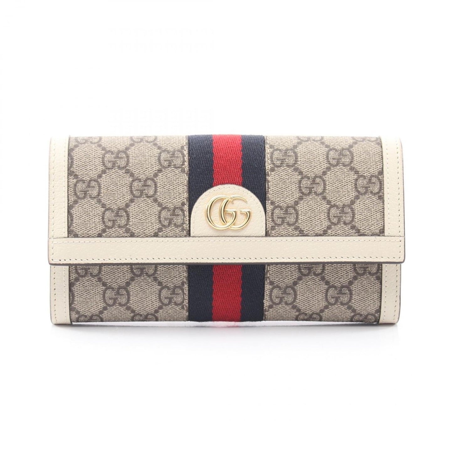 Gucci Bifold Wallet Ophidia GG Supreme Continental Beige White Leather