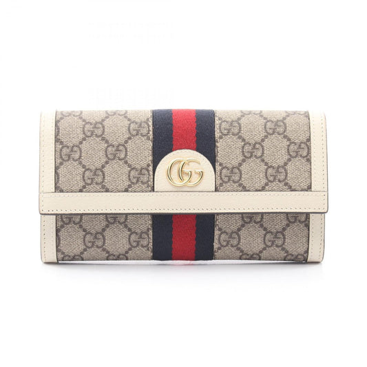 Gucci Bifold Wallet Ophidia GG Supreme Continental Beige White Leather