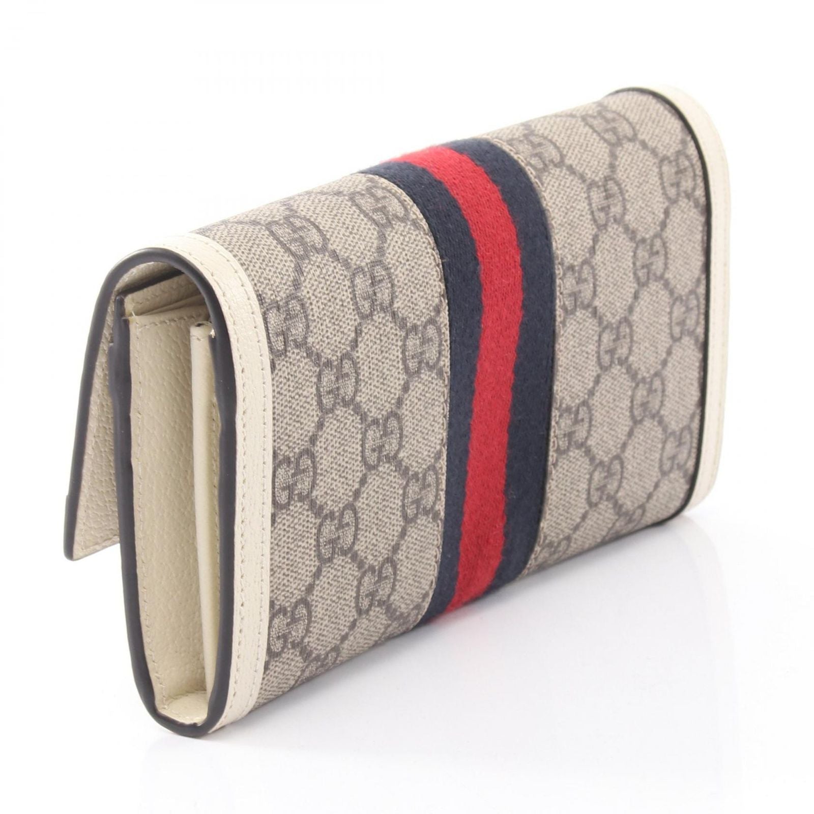 Gucci Bifold Wallet Ophidia GG Supreme Continental Beige White Leather — view 2