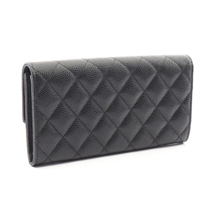 Chanel Bifold Wallet Quilted Black Caviar Leather Long Flap — view 2