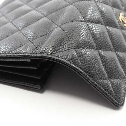 Chanel Bifold Wallet Quilted Black Caviar Leather Long Flap — view 6